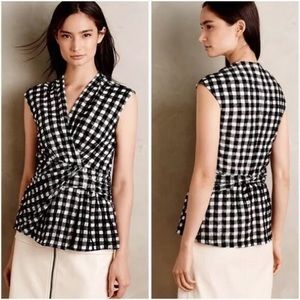 Deletta Delphine Lace Checker Plaid Top